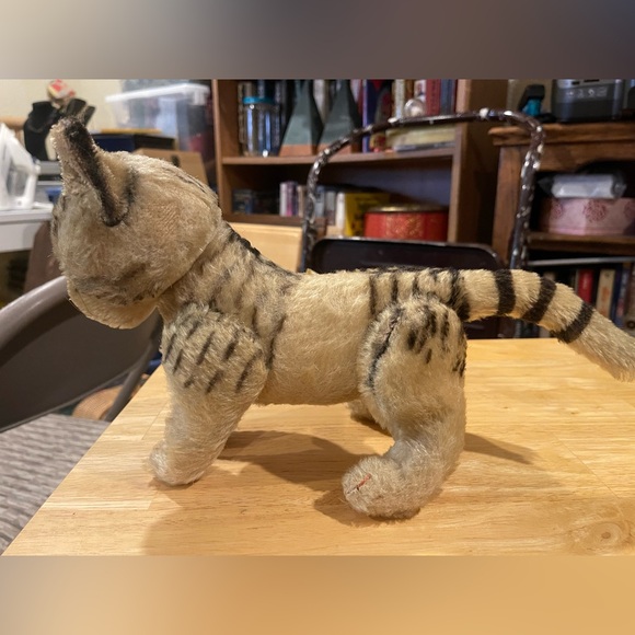 SOLD Steiff Mohair Tabby Cat Fully Articulated/Jointed 1950s No Button One Owner - Picture 3 of 13